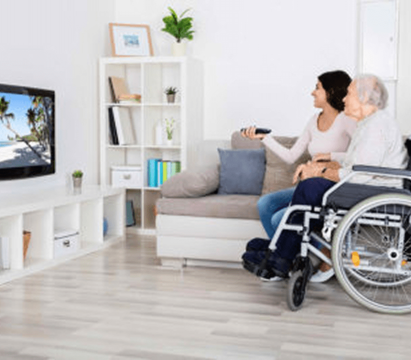 Relaxing in the living room with TV